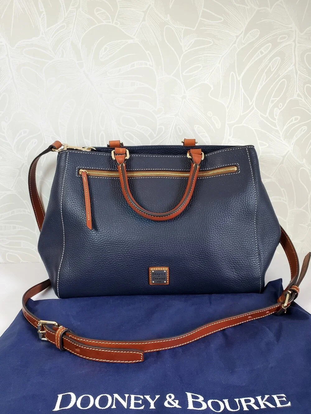 Dooney & Bourke Navy Blue Pebble Leather Satchel